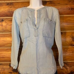 Anthropologie | Cloth & Stone Chambray Button Down Cuffed Sleeve Top XSm…
